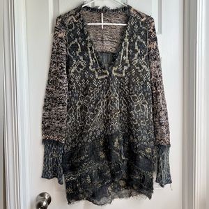 Free People Mixed Material Cardigan Sweater